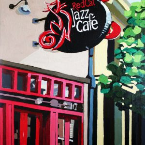 Red Cat Jazz Cafe 20" X 16" acrylic on canvas $345