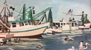 Pelican Patrol 18" X "24 acrylic on canvas $400
