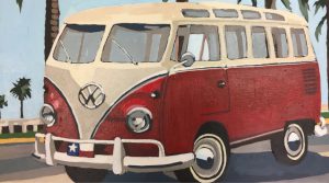 Little Red Bus 16" X 20" acrylic on canvas $275