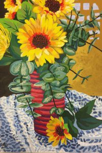 Sunflowers 3 16" X 12" acrylic on canvas $200